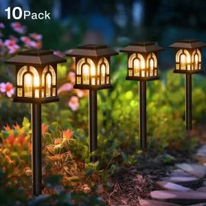 6/10 Pack Solar Pathway Lights Outdoor, Solar Landscape Path Yard Lights, Auto On/Off