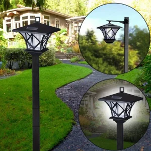 59'' Solar Lamp Post Light, Outdoor Solar Lamp Post Lighting, Aluminum Retro Black Light Pole