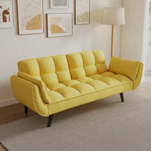 yellow sofa Soft two armrests throw pillow comfortable fit apartment bedroom small space